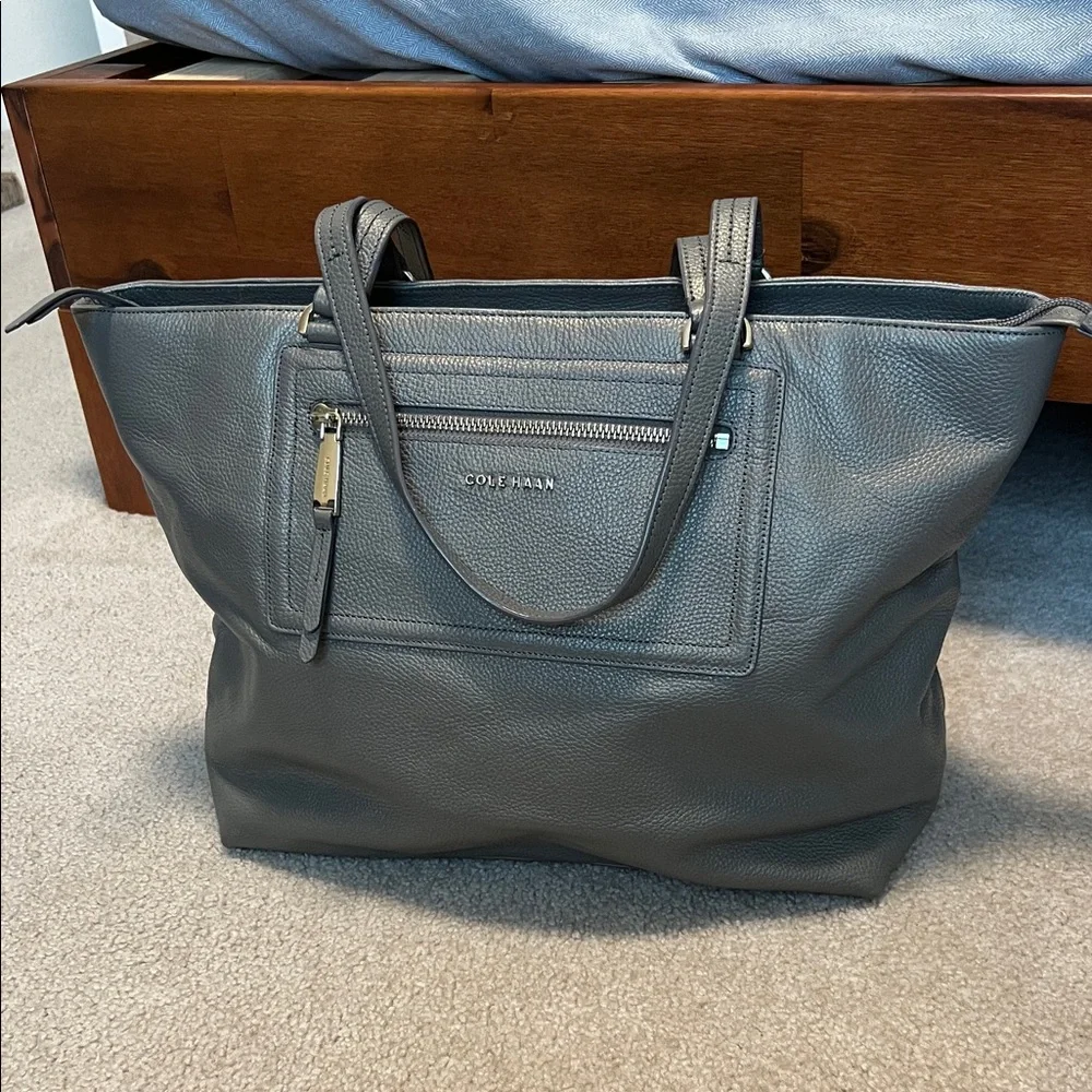 Cole Haan Gray Leather Tote - Picture 1 of 12